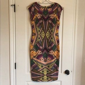 Ethnic Print Scuba Midi Dress- Sz 8